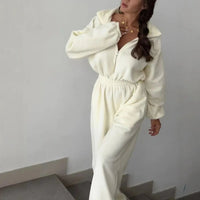 Vancouver™ Sweat-Jumpsuit mit Stehkragen und definierter Taille in Weiß