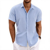 Arvian™-Hemd aus Baumwoll-Leinen im Lässig-Eleganten Stil in Blau