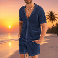 Cancún™ Set aus Lochstrick und lässigem Design in Dunkelblau
