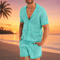 Cancún™ Set aus Lochstrick und lässigem Design in Hellblau