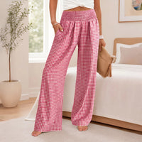 Sommer™ Hose aus Baumwoll-Leinen mit Karomuster in Rosa