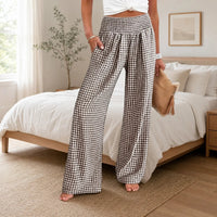 Sommer™ Hose aus Baumwoll-Leinen mit Karomuster in Braun