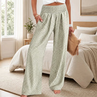 Sommer™ Hose aus Baumwoll-Leinen mit Karomuster in Olivgrün