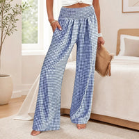 Sommer™ Hose aus Baumwoll-Leinen mit Karomuster in Blau