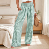 Sommer™ Hose aus Baumwoll-Leinen mit Karomuster in Hellgrün