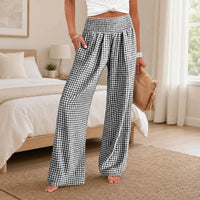 Sommer™ Hose aus Baumwoll-Leinen mit Karomuster in Schwarz