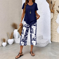 Nativ™ Set mit Lagenbluse und gemusterter Capri Hose in Dunkelblau