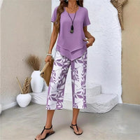 Nativ™ Set mit Lagenbluse und gemusterter Capri Hose in Hellviolett