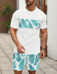 Weiß mit blauen Shorts mit Blättern
