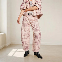 Alvida™ Hose mit Blumenmuster und weitem Fall in Khaki