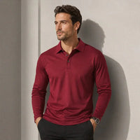Salvatore™ Langarm-Poloshirt aus Premium-Atmungsaktivem Strick in Rot