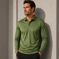 Salvatore™ Langarm-Poloshirt aus Premium-Atmungsaktivem Strick in Grün