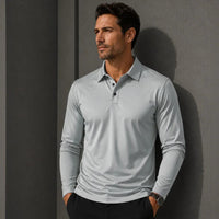 Salvatore™ Langarm-Poloshirt aus Premium-Atmungsaktivem Strick in Grau