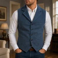 Harrison™ Weste mit Klassischer Struktur und Perfekter Passform in Denimblau