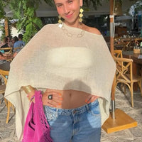 Melissa™ Poncho-Stil-Strickbluse aus Leichtem Strick in Khaki