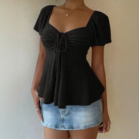 Fiorelle™ Bluse Mit Zartem Raffdetail und Leichtem Fall in Schwarz
