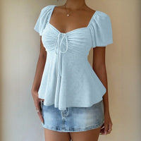 Fiorelle™ Bluse Mit Zartem Raffdetail und Leichtem Fall in Blau