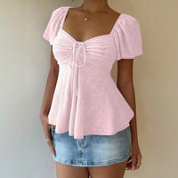 Fiorelle™ Bluse Mit Zartem Raffdetail und Leichtem Fall in Hellrosa
