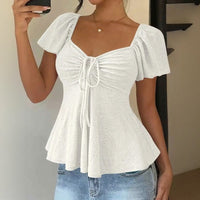 Fiorelle™ Bluse Mit Zartem Raffdetail und Leichtem Fall in Weiß