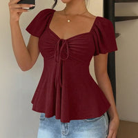 Fiorelle™ Bluse Mit Zartem Raffdetail und Leichtem Fall in Bordeauxrot