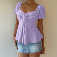 Fiorelle™ Bluse Mit Zartem Raffdetail und Leichtem Fall in Lila