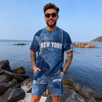 Dominic™ Set mit Denim-Effekt in Blau