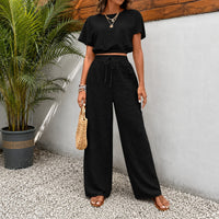 Juliette™ Premium-Viskose-Set mit Cropped-Bluse in Schwarz