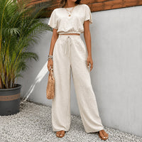 Juliette™ Premium-Viskose-Set mit Cropped-Bluse in Beige