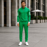 Alexander™ Set mit Stehkragen-Shirt mit Reißverschluss und Minimalistischer Hose in Grün