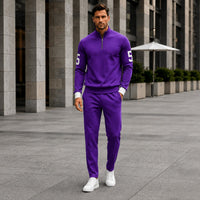 Alexander™ Set mit Stehkragen-Shirt mit Reißverschluss und Minimalistischer Hose in Lila
