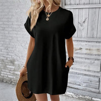 Valentine™ Kleid Mit Fließender Passform und Umgeschlagenen Ärmeln in Schwarz
