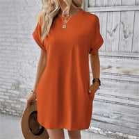 Valentine™ Kleid Mit Fließender Passform und Umgeschlagenen Ärmeln in Orange