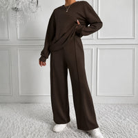 Estelle™ Premium-Sweatshirt-Set mit Palazzo-Hose in Braun