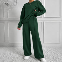 Estelle™ Premium-Sweatshirt-Set mit Palazzo-Hose in Grün