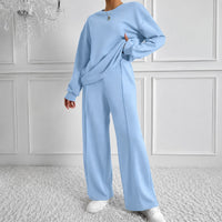 Estelle™ Premium-Sweatshirt-Set mit Palazzo-Hose in Hellblau
