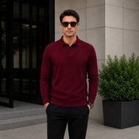 Lyon™ Premium-Strickpullover mit Integriertem Polokragen in Rot