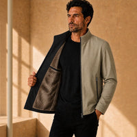 Harrington™ Jacke mit Samtweichem Innenfutter und Hohem Kragen in Beige