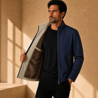 Harrington™ Jacke mit Samtweichem Innenfutter und Hohem Kragen in Marineblau