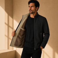 Harrington™ Jacke mit Samtweichem Innenfutter und Hohem Kragen in Schwarz