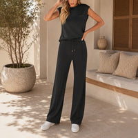 Bonnye™ Set Mit Ärmellosem Oberteil und Weiter Hose in Schwarz