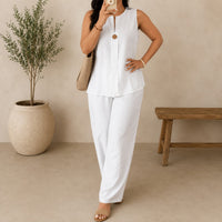 Lucienne™ Set mit Bluse mit Frontausschnitt und Palazzo-Hose in Weiß