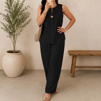 Lucienne™ Set mit Bluse mit Frontausschnitt und Palazzo-Hose in Schwarz