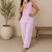 Lucienne™ Set mit Bluse mit Frontausschnitt und Palazzo-Hose in Rosa