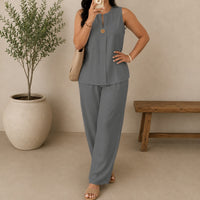Lucienne™ Set mit Bluse mit Frontausschnitt und Palazzo-Hose in Grau