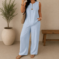 Lucienne™ Set mit Bluse mit Frontausschnitt und Palazzo-Hose in Blau
