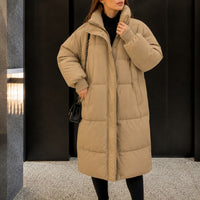 Chamonix™ Langer Steppmantel mit Kapuze und Hohem Kragen in Beige