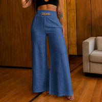 Valenzia™ Hose mit Hoher Taille und Exklusivem Goldenen Detail in Marineblau