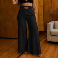 Valenzia™ Hose mit Hoher Taille und Exklusivem Goldenen Detail in Schwarz