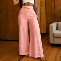 Valenzia™ Hose mit Hoher Taille und Exklusivem Goldenen Detail in Lachsrosa