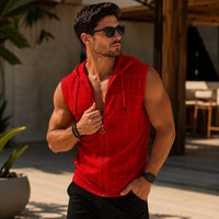 Carter™ Ärmelloses Shirt aus Atmungsaktivem Strick mit Kapuze und Reißverschluss in Rot